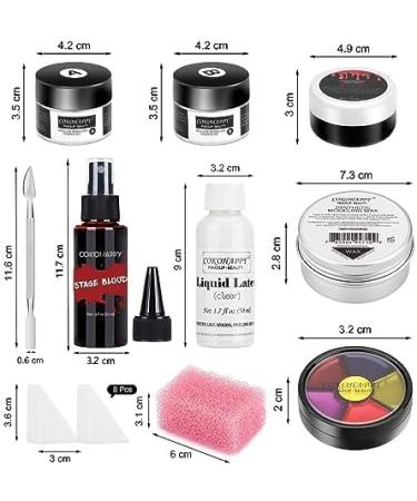 Halloween SFX Makeup Kit with Fake Blood, Liquid Latex, Scar Wax, Silicone Modeling Compound - 6 Colors Face Body Paint for Zombie, Monster, Vampire - Buy Online on GoSupps.com