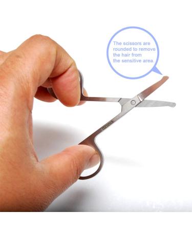 2 Pack Safety Nose Mustache Scissors for Eyebrows Eyelashes Beard & Ear Hair - Precision Trimming Tools - Buy Online on GoSupps.com
