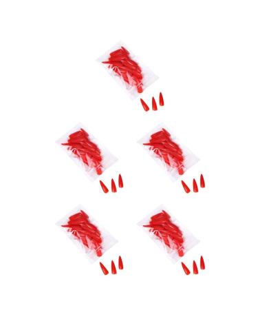 5 Set of 1 Set Almond Press on Nails Long Tips Water Drop Style Stick Full Coverage Art Decals Beauty Tool DIY Manicure Kit