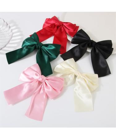 XIAHIOPT Satins Ribbon Bowknot Hair Clip Ballet Spring Clip Women Hair Accessories for Thin Hair French Barrette White - Buy Online on GoSupps.com