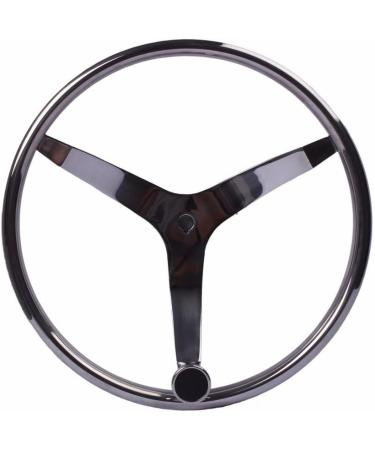 316 Stainless Steel Boat Steering Wheel 13-1/2 Dia with Turning Knob - Fits Seastar & Verado | 5/8-18 Nut Included - Buy Online on GoSupps.com