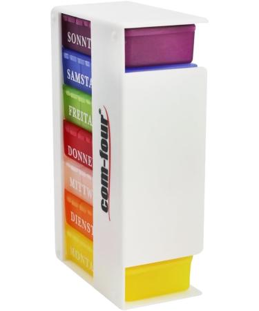 Com-Four 2x Drug Doser - 7-Day Medication Box with 3 Compartments | Pill & Tablet Organizer in White & Purple - Ideal for Morning Lunch & Evening Doses - Buy Online on GoSupps.com
