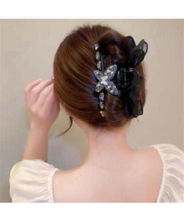 LNYHLXS Organza diamond encrusted grab clip large shark clip hair clip female back of the clip headwear - Buy Online on GoSupps.com