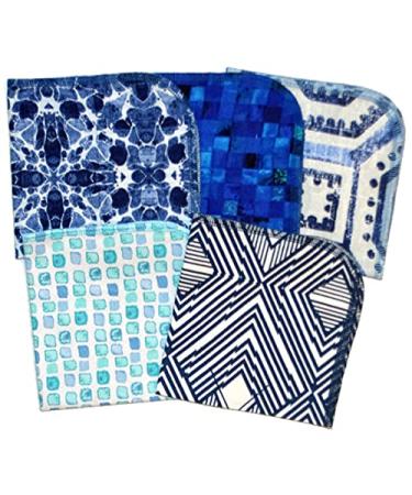 Blue Moroccan Tiles Flannel Washable Kids Lunchbox Napkins 5 Pack - 12x12 inches - Buy Online on GoSupps.com