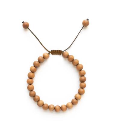 Unisex Adult Sandalwood Chandan Round Beads Yoga Meditation Handmade Elastic Stretchable Bracelet (Large Brown)