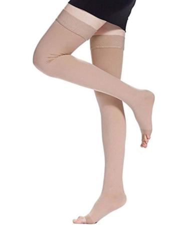 Pedimend Thigh High Compression Stockings for Varicose Veins | Compression Stockings | Effective Relief from Tightness & Muscle Soreness | Promote Venous Blood Flow | for Men & Women (Beige)