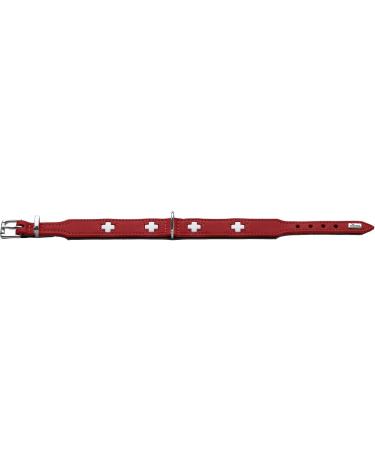 HUNTER SWISS Leather Dog Collar - High Quality XS-S (37) with Swiss Cross - Red/Black - Buy Online on GoSupps.com