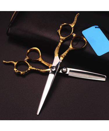 Hair Cutting Scissors 6 Inch Professional Japan 440c Gold Sheepshead Hair Scissors Haircut Scissor Thinning Barber Cutting Shears Hairdresser Scissors Set