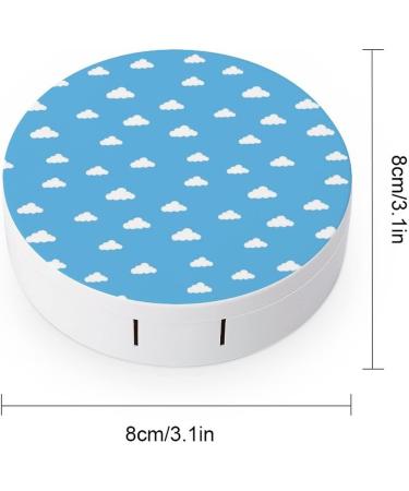Blue Sky With Clouds Round Case For Contact Lens Kit Storage Box with Mirror Printed - Buy Online on GoSupps.com