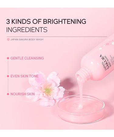 Japanese Cherry Blossom Body Wash 200ml | Moisturizing & Exfoliating Cleanser with 15 Amino Acids for Dry Skin | Hydrate Rough Skin for Men & Women - Buy Online on GoSupps.com