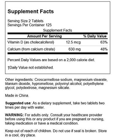 Swanson Calcium Citrate & Vitamin D - 250 Tablets for Bone Health - Buy Online on GoSupps.com