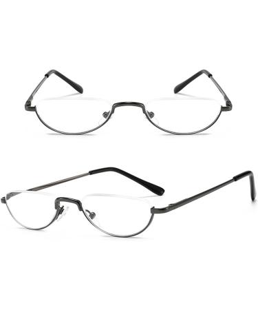 Buy Retro Half Moon Reading Glasses - Lightweight Metal Half Frame for Men & Women - Anti Eyestrain - Black 2.0x - Buy Online on GoSupps.com