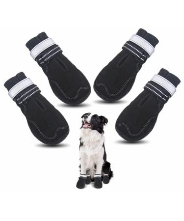 Dog Shoes Medium Size Dogs- Winter Boots & Paw Protectors- Booties Perfect for Snow, Rain, Hot Pavement, Hiking, Hardwood Floors, Anti Digging- Waterproof Foot Covers with Non Slip Rubber Soles- Black Black Medium (Width 2.2")