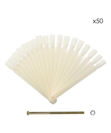 TRIXES 50 White Artificial Nails Fan | Nail Art Practice & Display | International Shipping - Buy Online on GoSupps.com