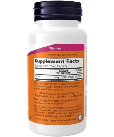 NOW Supplements Biotin 500mcg Capsules 120 Count - Buy Online on GoSupps.com