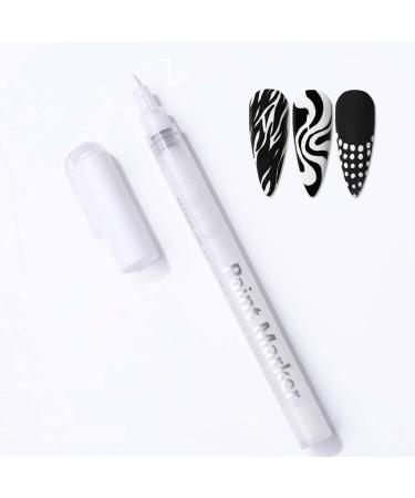 Quick Dry Fine Tips Nail Art Pens for DIY Nail Decoration Fine Point Nail Polish Pen with Quick Dry Formula for Dot and Line Art White
