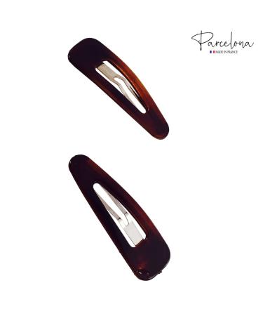 Parcelona French Mini Set of 4 Small Celluloid Acetate Snap Hair Clips - Tortoise Shell Brown - Made in France - Buy Online on GoSupps.com