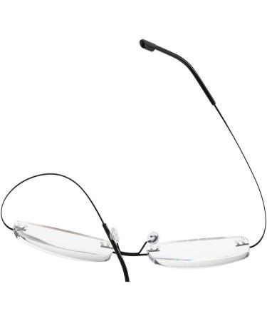 Lightweight Rimless Titanium Reading Glasses for Men & Women - Black +3.50 - Buy Online on GoSupps.com