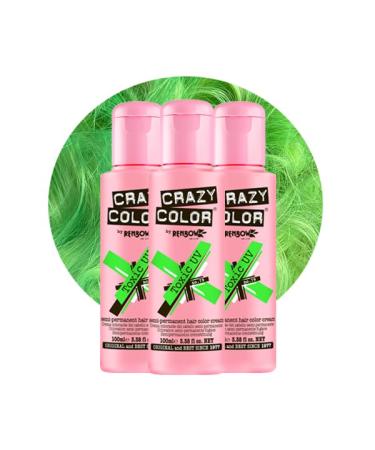 Crazy Color Vibrant Toxic UV Semi-Permanent Trio Hair Dye. Highly Pigmented Neon Green Conditioning & Oil Nourishing Vegan Formula | No Bleach or Ammonia | 300ml - Buy Online on GoSupps.com