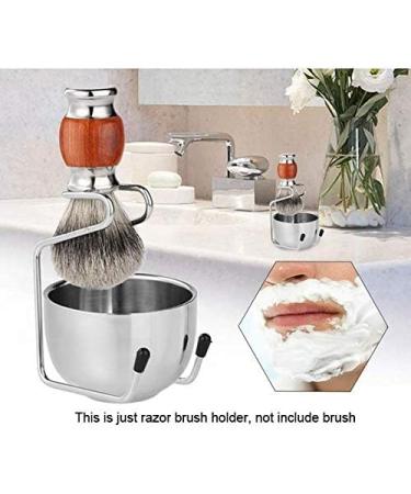 Shaving Brush Stand with Bowl Stainless Steel Shaving Brush Stand Holder Razor Bowl Grooming Set Male Facial Cleaning Tools (Silver) - Buy Online on GoSupps.com