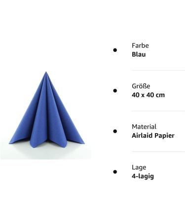 Prime Guest Napkin Blue | Premium Airlaid Napkins for Weddings & Celebrations | 50 Pack | Luxurious Fabric-Like Feel | 40x40 cm - Buy Online on GoSupps.com