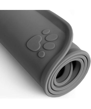 iGadgitz Home U6713 Silicone Pet Feeding Mat 47x30cm Non Slip Pet Food Mat for Dog Cat Bowls - Grey - Buy Online on GoSupps.com