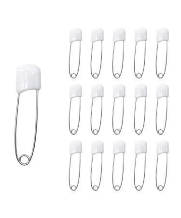 Ruidee 50 Pcs Diaper Pins Nappy Pins Plastic Head Safety Pins with Safe Locking (White)