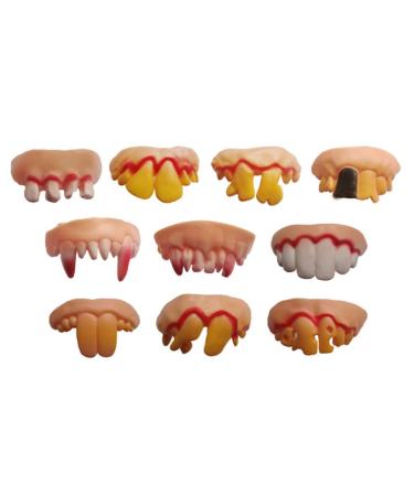 Joke articles 5 ugly artificial teeth Funny crazy artificial teeth joke denting teeth false teeth Requisite teeth for Halloween/ Easter/ (random shape) fart pillow