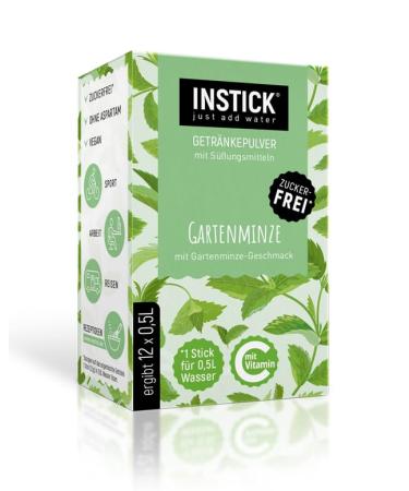 Intick |Sugar -free instant drink - garden mint |1 pack for 12 x 0.5-1 l |Vegan low in calories with vitamin C flavored instant beverage powder taste for water - Buy Online on GoSupps.com