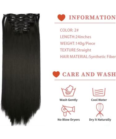 Clip-In Extensions Like Real Hair 6 Pieces 61 cm Hair Extensions with Clips 6 Wefts 16 Clips for Complete Hair Extensions Straight Hair Extensions for Women (2) - Buy Online on GoSupps.com