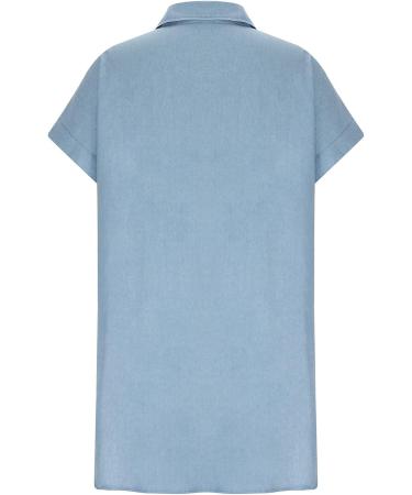 Women's Short Sleeve Denim Shift Tunic Dress - Light Blue, Large - Buy Online on GoSupps.com