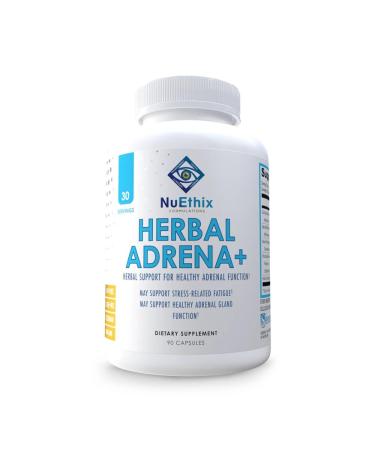NuEthix Formulations Herbal Adrena+ Adrenal Support Supplements for Women & Men Cortisol Support Improve Energy Levels & Mood Includes Cordyceps & Ashwagandha Non-GMO Gluten Free 30 Servings