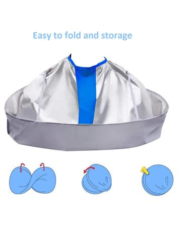Haircut Capes for Adults & Kids - Foldable Salon Apron Umbrella Cape in Silver & Blue - Buy Online on GoSupps.com