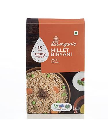 Pure and Sure Organic Millet Biryani | Tasty Indian Meals | Breakfast Essentials, High Protein, Vegetarian, Non GMO, No Preservative | 200gm