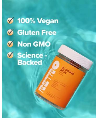 O Positiv RETRO Gummy Glowing Skin Vitamins for Collagen Production Astaxanthin, Vitamin E, Bamboo Extract, Hibiscus & Vitamin C Vegan Skin Gummies for Smooth Skin & Hydration, 50 Count (Pack of 1) - Buy Online on GoSupps.com