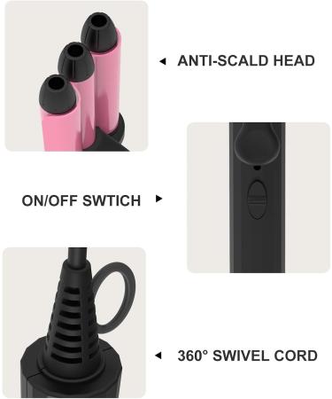 3 Barrel Mini Hair Crimper Layhou Crimper Hair Tool For Hair With Large Curls Travel Portable Hair Waver Large Curls Suitable For Beach Waves Adjustable Temperature - Buy Online on GoSupps.com