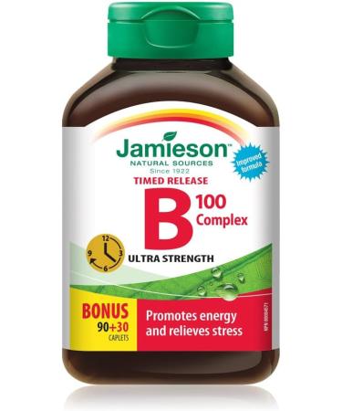 B100 Complex Ultra Strength Timed Release - Bonus Size Non-GMO Gluten-Free Yellow 120 Count (Pack of 1) - Package May Vary & Calcium Magnesium and Vitamin D3 - Buy Online on GoSupps.com