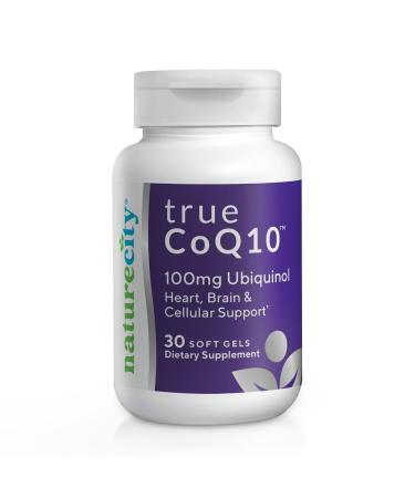 True-CoQ10 Ubiquinol 100mg Highly Absorbable and Stablized Kaneka QH CoQ10 Heart Brain and Cellular Energy Supplement - (30 Soft Gels) Active CoQ10 as Ubiquinol