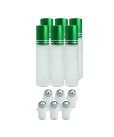 Beauticom Green 10ml Roller Bottles - 12 Pack with Metal Caps & Stainless Steel Roll Balls for Essential Oils Perfume Aromatherapy & Lip Gloss | International Shipping Available - Buy Online on GoSupps.com