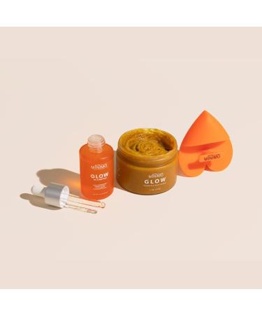 Minimo Skin Essentials Glow on Glow Combo Pack: Glow Turmeric Face Scrub (5 oz) + Glow in a Bottle Ultra-Concentrated Turmeric Serum (1 oz) - Buy Online on GoSupps.com
