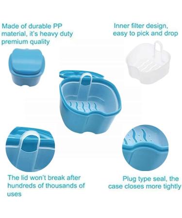 1 Pcs Denture Case Orthodontic Dental Retainer Box False Teeth Storage Container Denture Cleaning Box with Filter Portable and Easy to Travel (Blue) - Buy Online on GoSupps.com