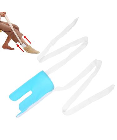 Sock Aid Strong Flexibility Grooved Shape Nylon Lining 8.9 X 4.7in Elderly Sock Aid Three Finger Design for Elderly(Blue and White)