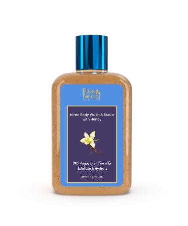 Blue Nectar Vanilla Body Wash & Scrub with Honey for Deep Cleansing Exfoliation Anti-cellulite Anti-aging Tan Removal and Repair (10 Herbs 8.4 Fl Oz)