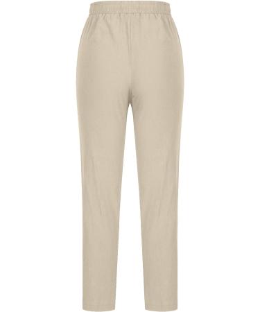 Cbcbtwo Women's Plus Size Linen Drawstring Pants - Summer Casual Lounge Trousers (Large, Beige) - Buy Online on GoSupps.com