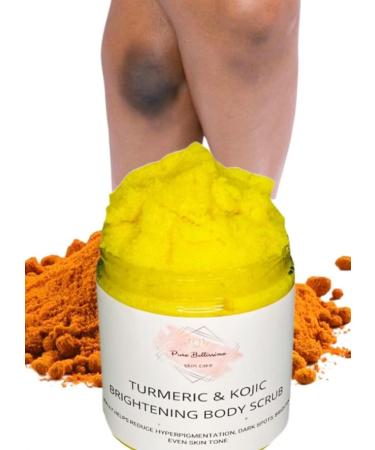 PureBellissimo Turmeric & Kojic Skin Brightening Scrub for Dark Spots & Ingrown Hair - All-Natural Exfoliating Body Scrub - Buy Online on GoSupps.com