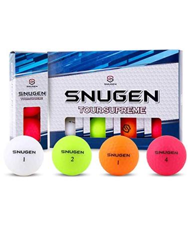 Snugen (TM) Soft Feel Distance Golf Ball with Matte Finished Color Long Distance Tour Ball 12 Ball Pack
