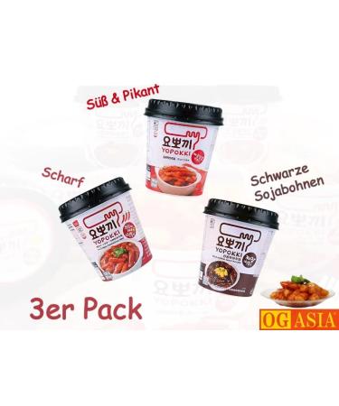 Yopokki 3 SPACK MIX Rice Cake Cups - Korean Instant Rice Cakes - Spicy & Sweet - 400g - OG Asia - International Shipping - Buy Online on GoSupps.com