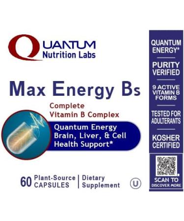 Quantum Nutrition Labs Max Energy B - High Potency Vitamin B Complex - 60 Plant-Based Capsules - Buy Online on GoSupps.com