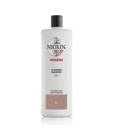 Nioxin System 3 Cleanser Shampoo, Color Treated Hair with Light Thinning, 33.8 oz