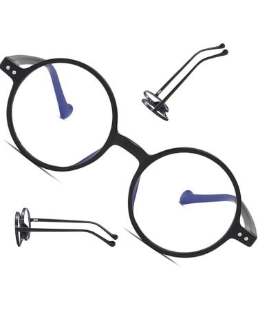 Zjiex Retro Round Reading Glasses for Presbyopia - Anti-Blue Light Spring Hinges 2.0x Magnification - Stylish Black Design for Men & Women - Buy Online on GoSupps.com